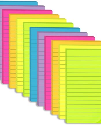 (12 Pack) Lined Sticky Notes 4x6 in,Bright Large Notepads with Lines | Ruled Stickies Super Sticking Power,Office School Memo Note Pads,Post on Windows Doors,Recyclable,Easy to Write on