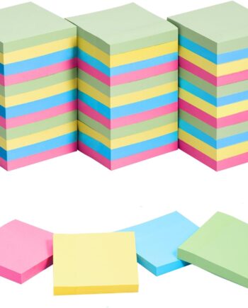 Sticky Notes 3x3 Inches Bulk 36 Pack 3600 Sheets Colored Self-Stick Pads, 100 Sheets/Pad, 4 Bright Colors (Yellow, Green, Pink, Blue) for Office Supplies, School, Home