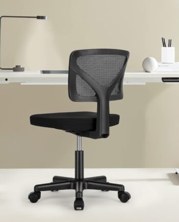 Compact Armless Mesh Office Chair With Casters