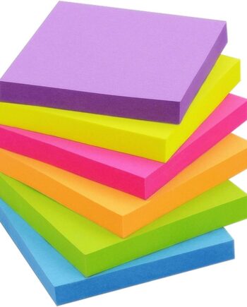 Sticky Notes 3x3 Inch, 6 Pack, Bright Colors, 100 Sheets/Pad, 600 Total | Bright Colors, Strong Self-Stick Adhesive, Removable & Repositionable, Ideal for Office, School, and Home Reminders