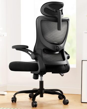 High-Back Mesh Ergonomic Office Chair With Lumbar Support, Swivel Armrests, And Headrest