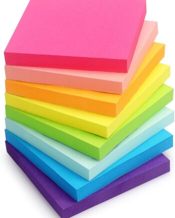 Sticky Notes 3x3 inch, 8 Bright Multi Colors, 85 Sheets/Pad | Self-Stick, Multi-Color, Removable & Residue-Free