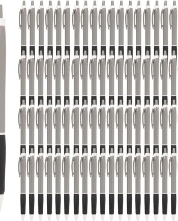 Retractable Ballpoint Pens - 100-Pack, Black Ink, Gray & Black, 1.0mm Medium Point - Bulk Pens for Office & School Supplies - Smooth Writing for Notebooks & Journals