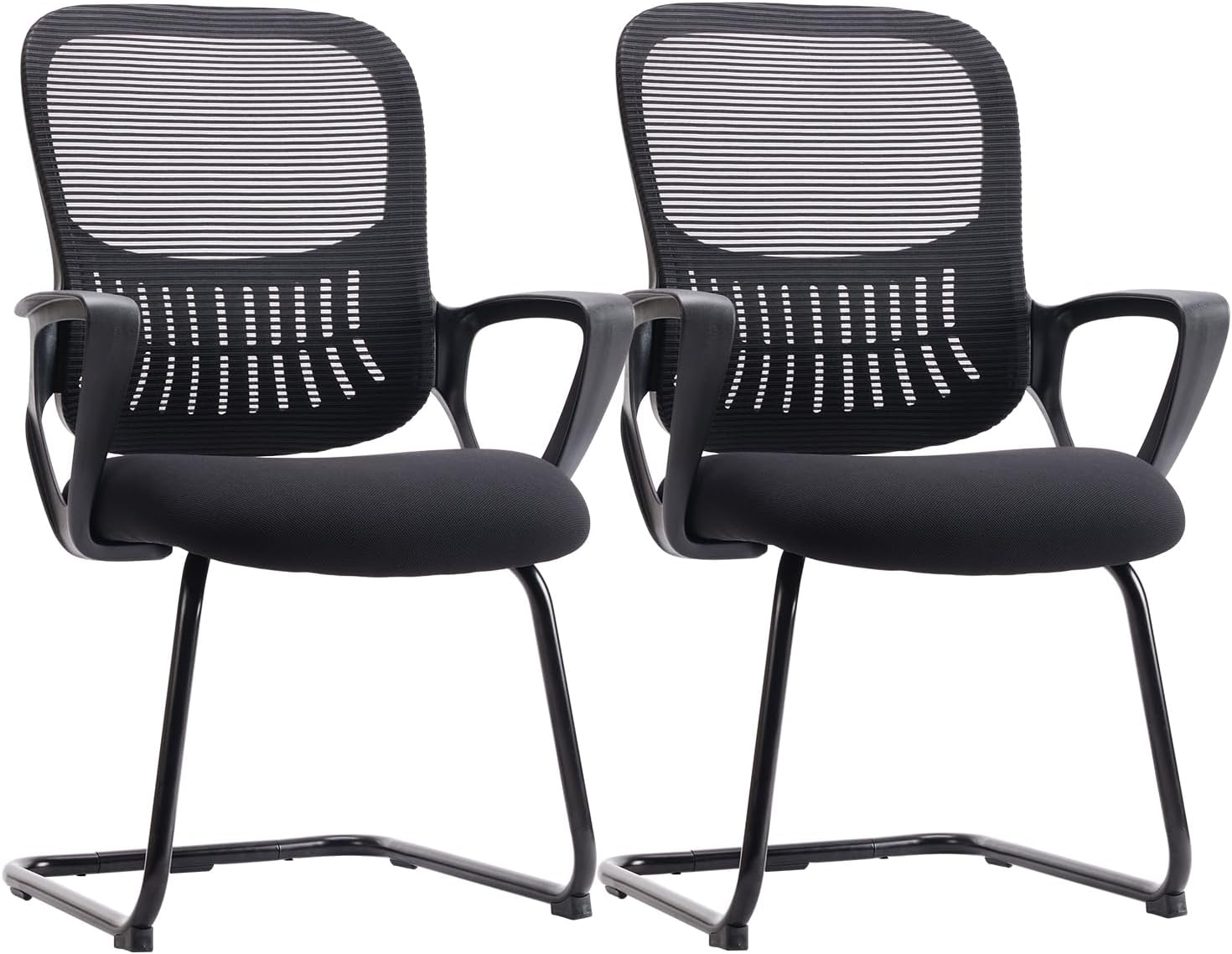 Mesh Ergonomic Office Chair Without Casters, With Lumbar Support (Conference/Reception Use)