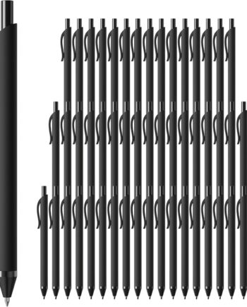 50 Pack Black Ink Pens - Bulk Pens, 1.0MM Medium Point Ballpoint Pens, Smooth Writing No Bleed Retractable Ball Point Pen (Black)