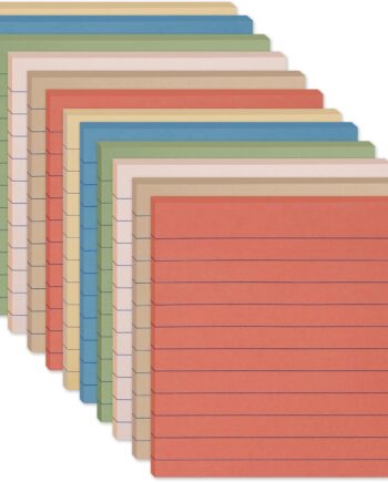 (12 Pack) Lined Sticky Notes 4x4 in, 6 Vintage Colors Self-Stick Note Pads | Super Sticking Power Memo Pads, 4x4 Large Square Sticky Notes for Office, Home, School, Meeting