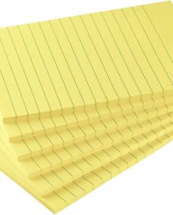 Sticky Notes with Lines 4x6 in, Yellow Self-Stick, 45 Sheets/Pad | Bright Color Self-Stick Notes For Daily Reminders, Home, Office, And Study Use. 6 Pads, Each With 45 Sheets.