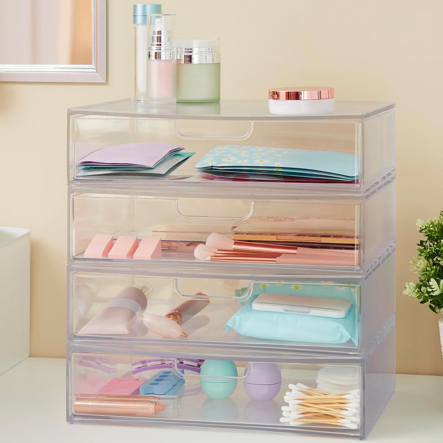 Plastic Stackable Drawer-Style Storage Box