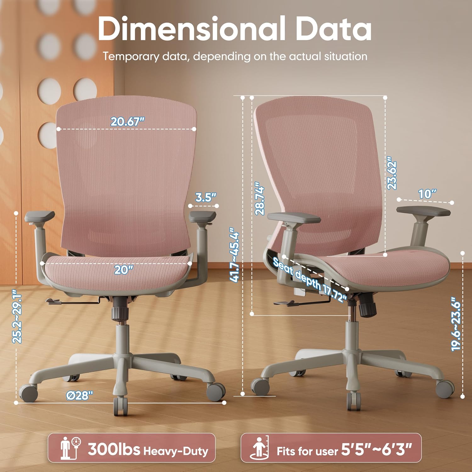 Mesh Ergonomic Office Chair With Adjustable Lumbar Support, Armrests, Recline, And Swivel Function