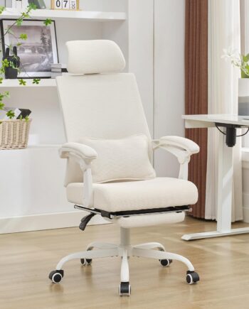 Ergonomic Mesh Swivel Office Chair With Adjustable Footrest And Headrest