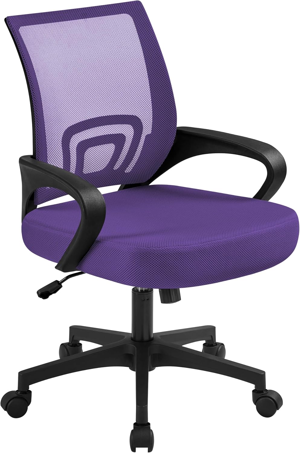 Mid-Back Mesh Office Chair, Adjustable Swivel With Casters (Purple)